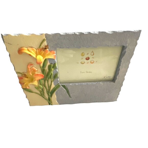 Tiger Lily Frame 3D Resin Picture Frame Orange Yellow Blue Trim Live Edge 5x3.5 - Picture 3 of 4